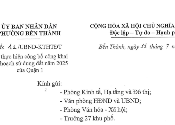 KẾ HOẠCH SỬ DỤNG ĐẤT NĂM 2025 CỦA QUẬN 1