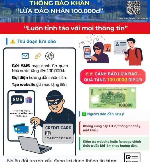 THÔNG BÁO KHẨN “LỪA ĐẢO NHẬN 100.000 ĐỒNG”