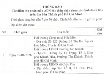 TP.HCM THU NHẬN MẪU ADN THÂN NHÂN LIỆT SĨ CHƯA XÁC ĐỊNH ĐƯỢC DANH TÍNH TỪ NGÀY 19-1