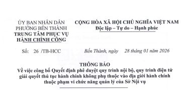 Thông báo về việc công bố Quyết định phê duyệt quy trình nội bộ, quy trình điện tử giải quyết thủ tục hành chính không phụ thuộc vào địa giới hành chính thuộc phạm vi chức năng quản lý của Sở Nội vụ