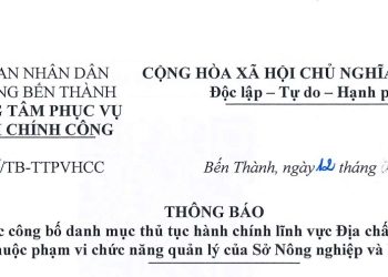 Thông báo số 56 về việc công bố danh mục thủ tục hành chính lĩnh vực Địa chất và Khoáng sản thuộc phạm vi chức năng quản lý của Sở Nông nghiệp và Môi trường