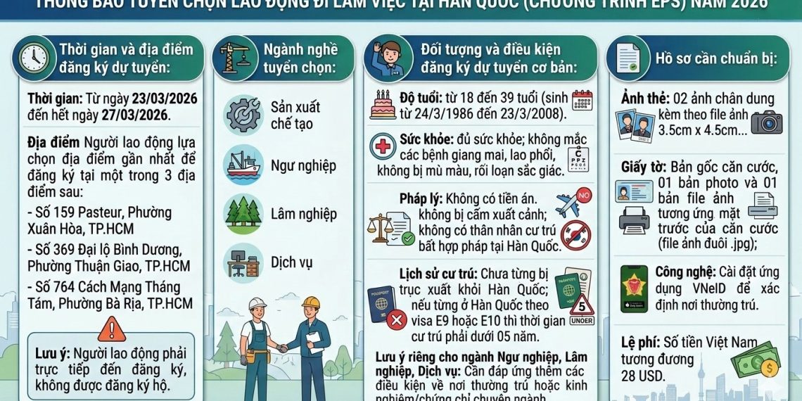 THÔNG BÁO TUYỂN CHỌN LAO ĐỘNG ĐI LÀM VIỆC TẠI HÀN QUỐC (CHƯƠNG TRÌNH EPS) NĂM 2026