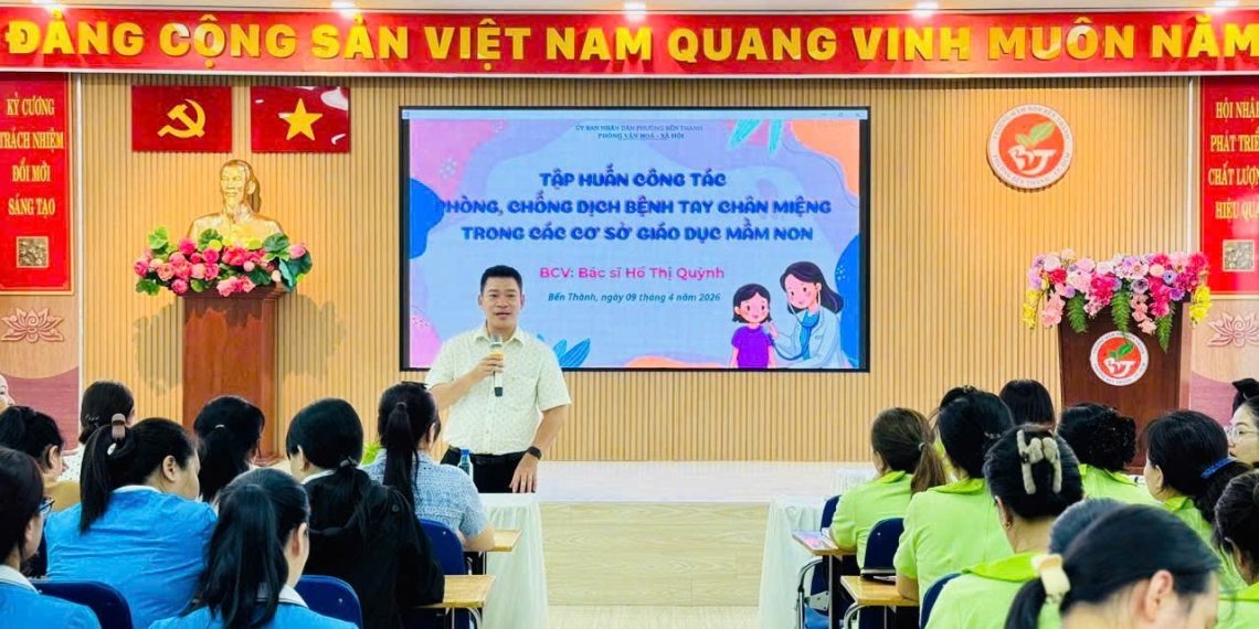 PHÒNG VĂN HÓA – XÃ HỘI PHƯỜNG BẾN THÀNH TỔ CHỨC TẬP HUẤN PHÒNG, CHỐNG BỆNH TAY CHÂN MIỆNG TRONG CÁC CƠ SỞ GIÁO DỤC MẦM NON