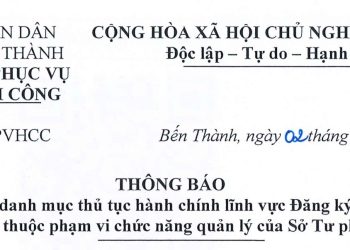 Về việc niêm yết danh mục thủ tục hành chính áp dụng dịch vụ công trực tuyến thực hiện mức thu lệ phí bằng 0 đông theo Nghị quyết số 411/NQ-HĐND ngày 29 tháng 9 năm 2025 của Hội đồng nhân dân Thành phố Hồ Chí Minh