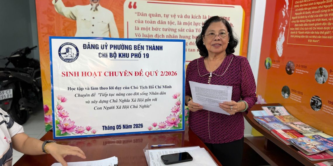 CHI BỘ KHU PHỐ 19 PHƯỜNG BẾN THÀNH TỔ CHỨC SINH HOẠT CHUYÊN ĐỀ QUÝ II NĂM 2026 VỀ HỌC TẬP VÀ LÀM THEO TƯ TƯỞNG, ĐẠO ĐỨC, PHONG CÁCH HỒ CHÍ MINH
