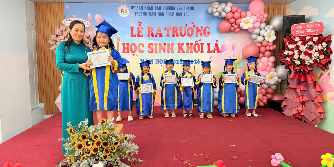 TRƯỜNG MẦM NON PHẠM NGŨ LÃO TỔ CHỨC LỄ TỔNG KẾT NĂM HỌC VÀ LỄ RA TRƯỜNG KHỐI LÁ