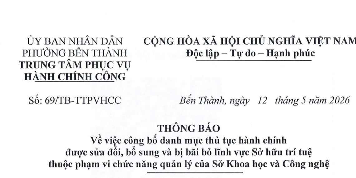 Thông báo về việc niêm yết danh mục thủ tục hành chính áp dụng dịch vụ công trực tuyến thực hiện mức thu lệ phí bằng 0 đồng theo Nghị quyết số 411/NQ-HĐND ngày 29/9/2025 của HĐND Thành phố Hồ Chí Minh