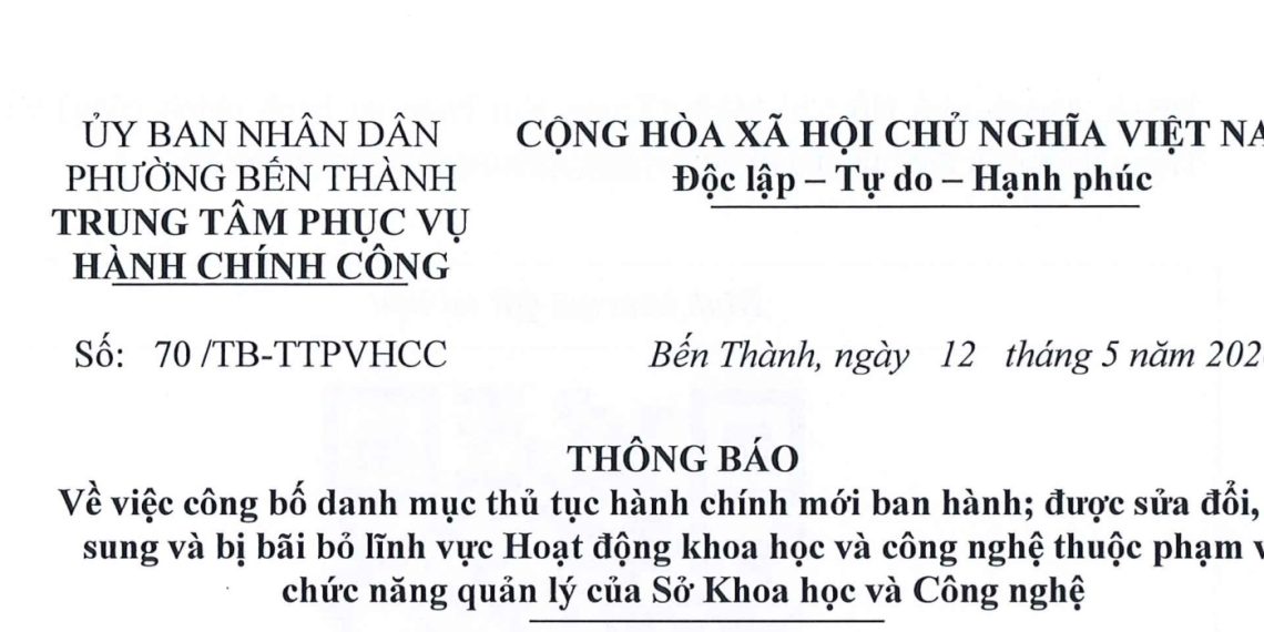 Thông báo về việc niêm yết danh mục thủ tục hành chính áp dụng dịch vụ công trực tuyến thực hiện mức thu lệ phí bằng 0 đồng theo Nghị quyết số 411/NQ-HĐND ngày 29/9/2025 của HĐND Thành phố Hồ Chí Minh