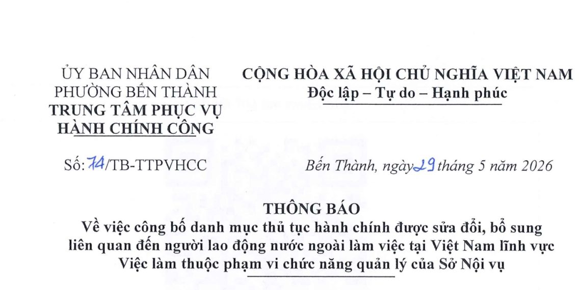Thông báo về việc công bố danh mục thủ tục hành chính được sửa đổi, bỗ sung lĩnh vực Lâm nghiệp và Kiểm lâm thuộc phạm vi chức năng quản lý của Sở Nông nghiệp và Môi trường