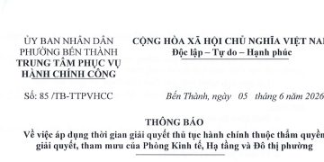 Thông báo về việc áp dụng thời gian giải quyết thủ tục hành chính thuộc thẩm quyền giải quyết, tham mưu của Phòng Kinh tế, Hạ tầng và Đô thị phường