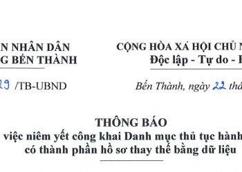 THÔNG BÁO VỀ VIỆC NIÊM YẾT CÔNG KHAI DANH MỤC THỦ TỤC HÀNH CHÍNH CÓ THÀNH PHẦN HỒ SƠ THAY THỂ BẰNG DỮ LIỆU